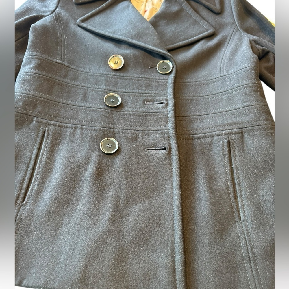 Via Spiga Black Pea Coat Double Breasted Wool Blend Womens Size 10 - Picture 8 of 14
